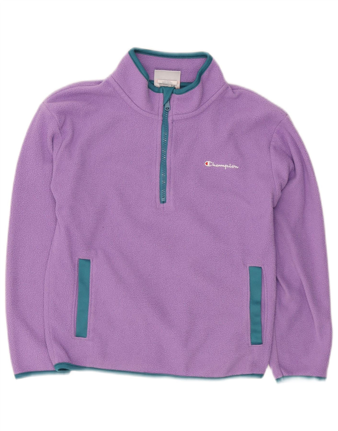 Pulover pentru fete CHAMPION, cu fermoar, decolteu, fleece, 10-11 ani, poliester violet mediu