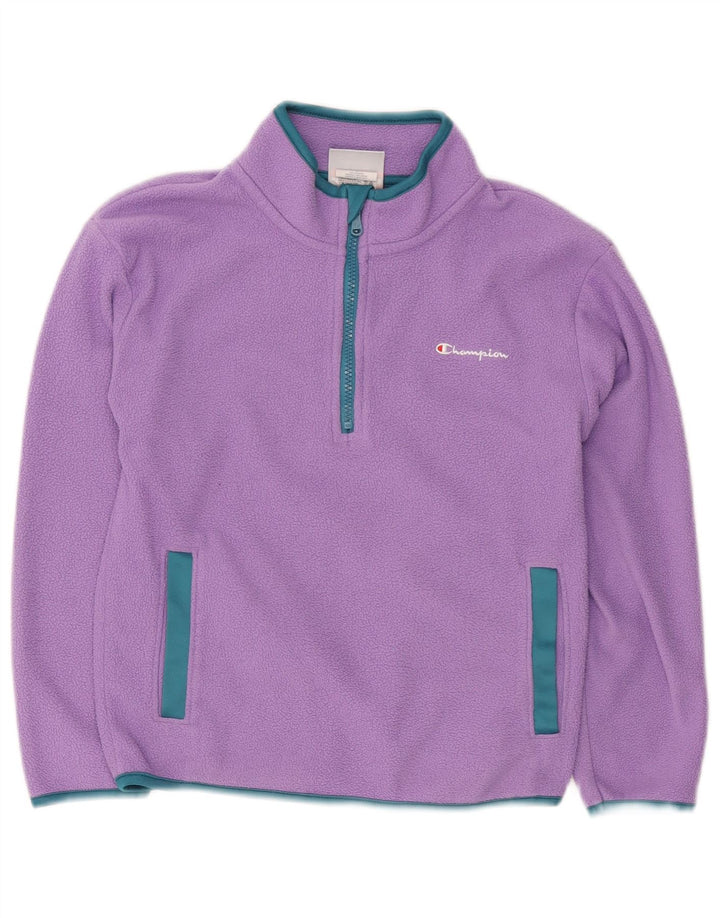 Pulover pentru fete CHAMPION, cu fermoar, decolteu, fleece, 10-11 ani, poliester violet mediu