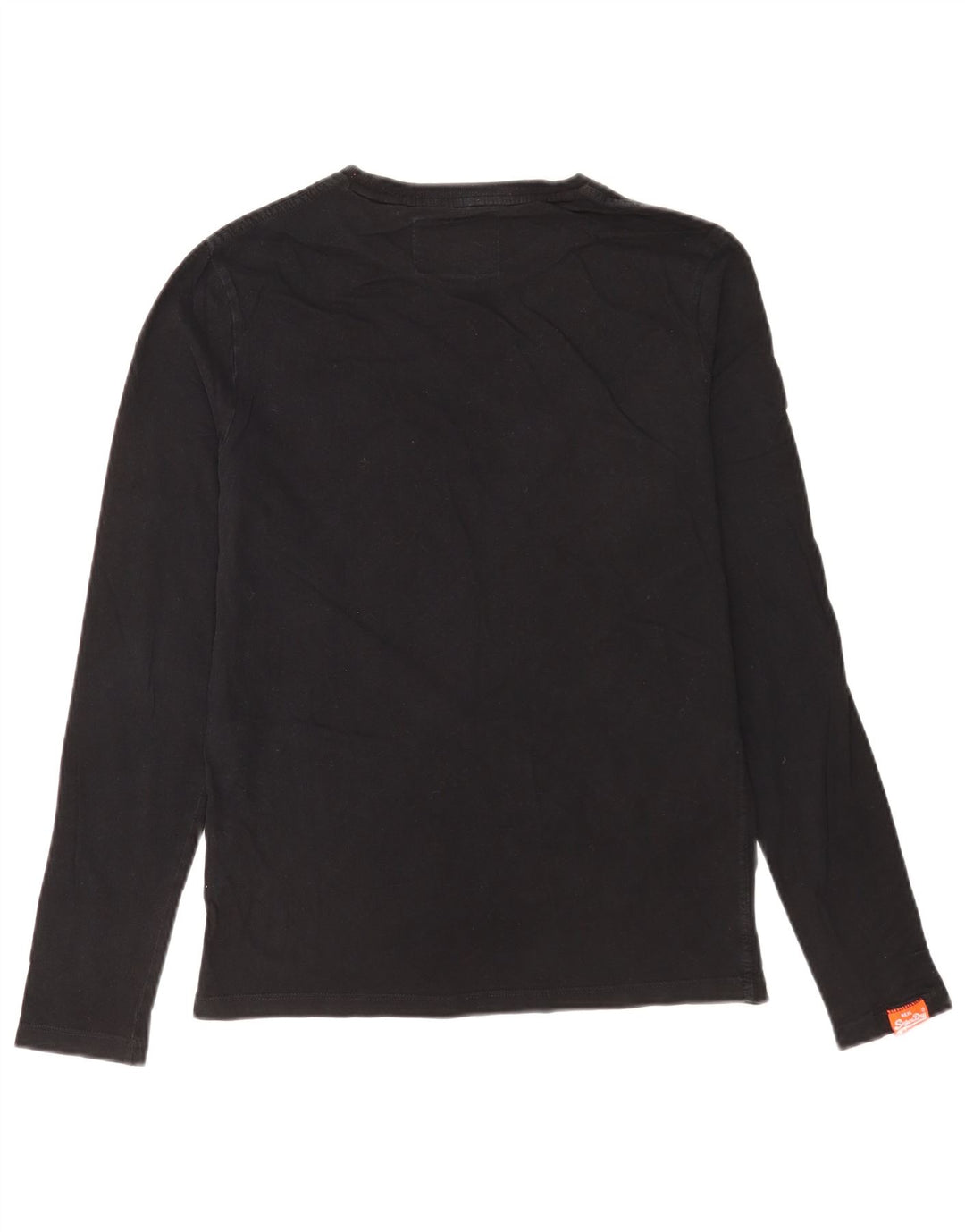 Top pentru bărbați Superdry cu mânecă lungă, bumbac mediu negru