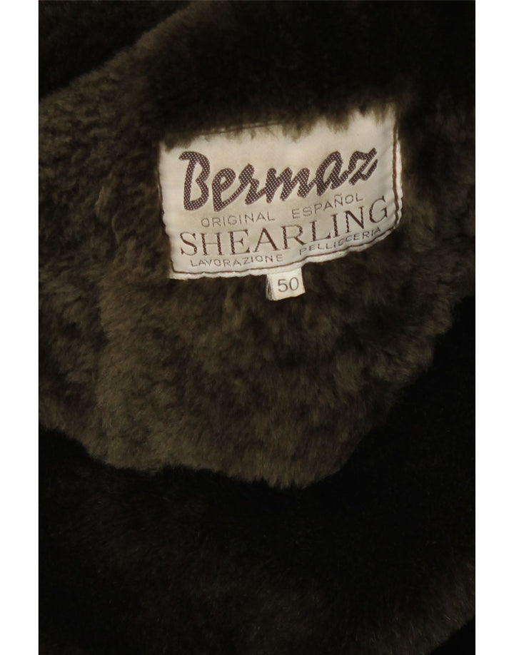 Palton din shearling vintage pentru femei IT 50 XL maro din shearling