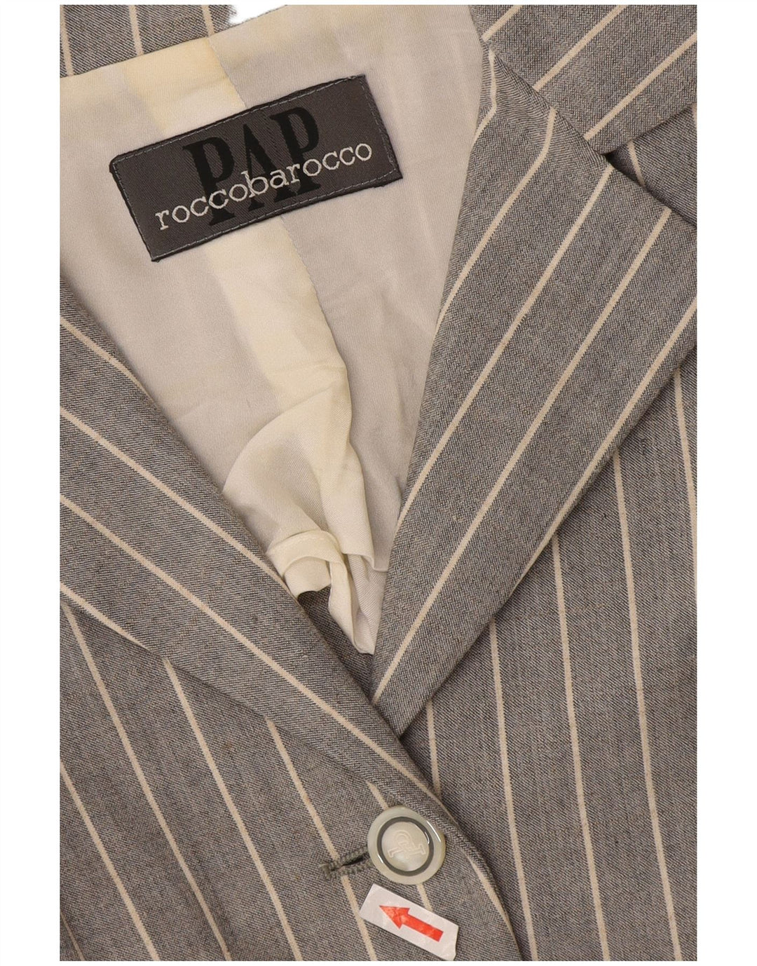 Roccobarocco Jachetă Blazer pentru femei cu 4 nasturi UK 10, Gri mic, cu dungi