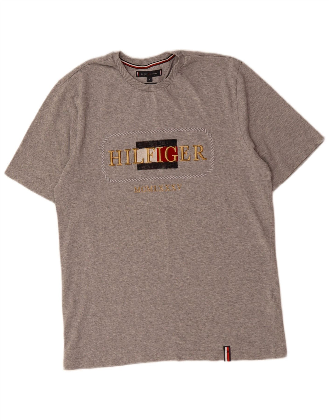 Tricou grafic pentru bărbați Tommy Hilfiger Top din bumbac gri mediu