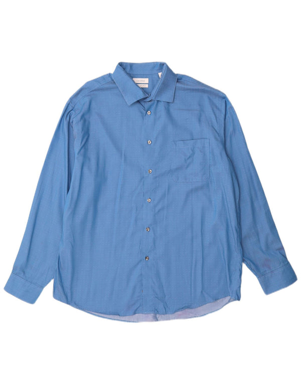 Cămașă Calvin Klein pentru bărbați, cu formă regulată, mărimea 17 XL, bumbac cu pete albastre