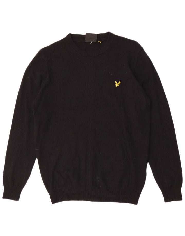 Pulover Lyle & Scott pentru bărbați, cu gât crew, bumbac mediu negru