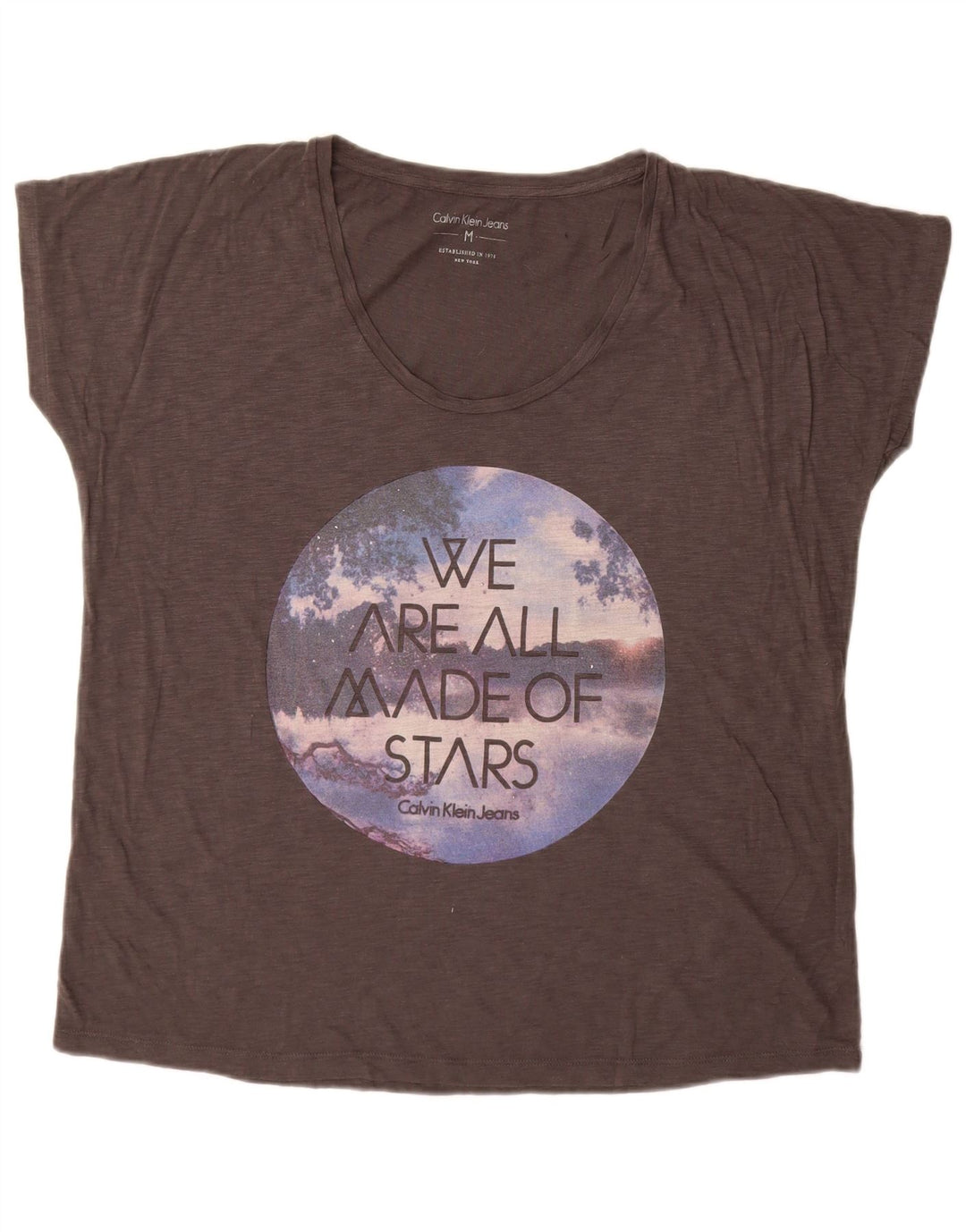 Tricou grafic supradimensionat pentru femei Calvin Klein Jeans Top UK 14 Medium Gri