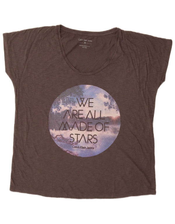 Tricou grafic supradimensionat pentru femei Calvin Klein Jeans Top UK 14 Medium Gri