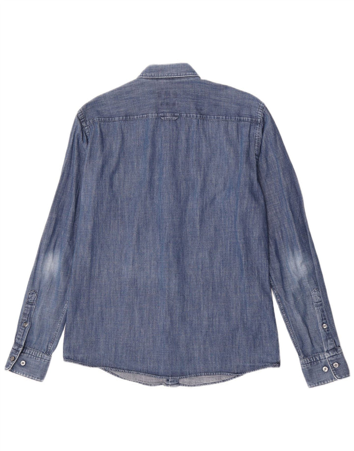 Cămașă pentru bărbați Hugo Boss din denim slim, bumbac albastru mediu