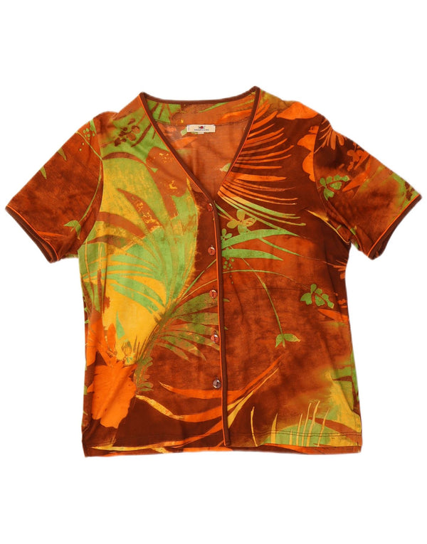 Bluză cămașă cu mânecă scurtă pentru femei Maglificio MG UK 14 Medium Orange Floral