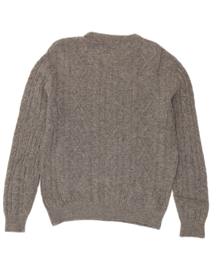 Pulover Jack Wills pentru bărbați cu gât roșu din lână merinos, gri mic