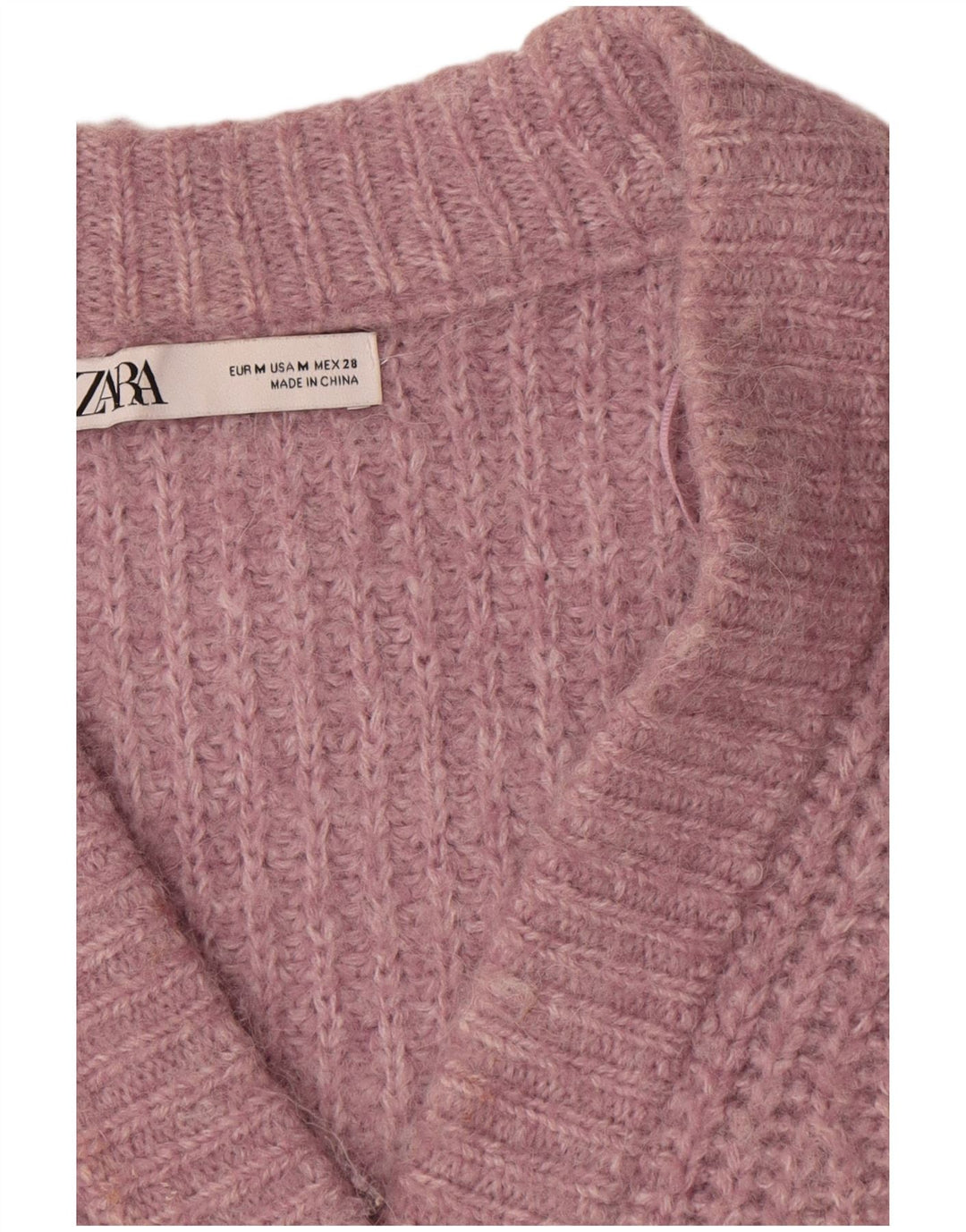 Pulover cardigan supradimensionat pentru femei Zara UK 14 Poliester roz mediu