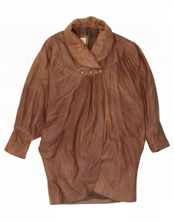 Palton din piele vintage pentru femei liliac UK 16 mare maro
