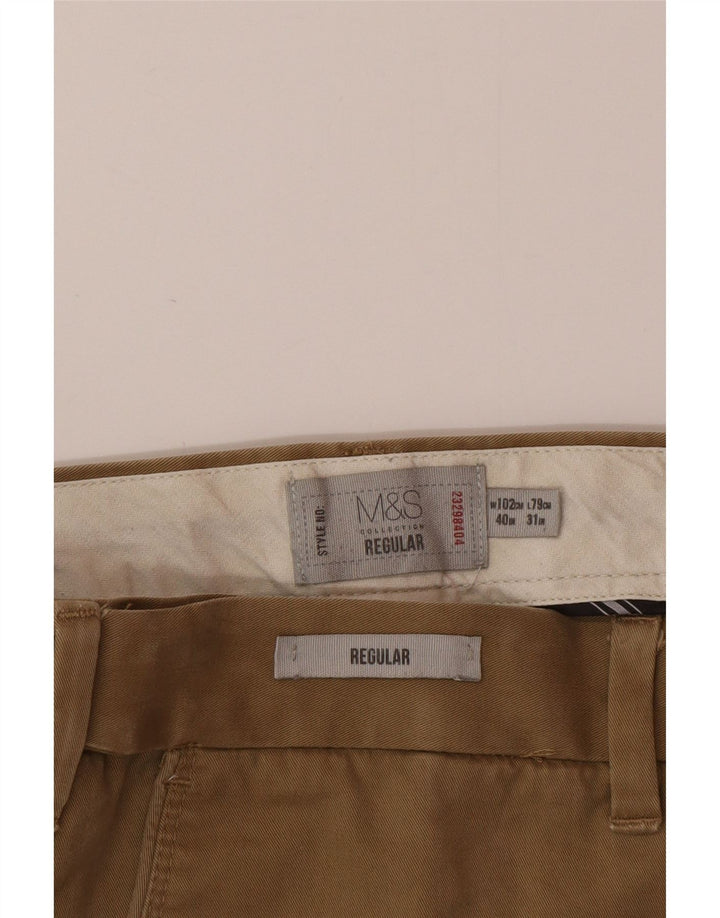 Pantaloni chino obișnuiți pentru bărbați Marks & Spencer L40 L31 bumbac maro