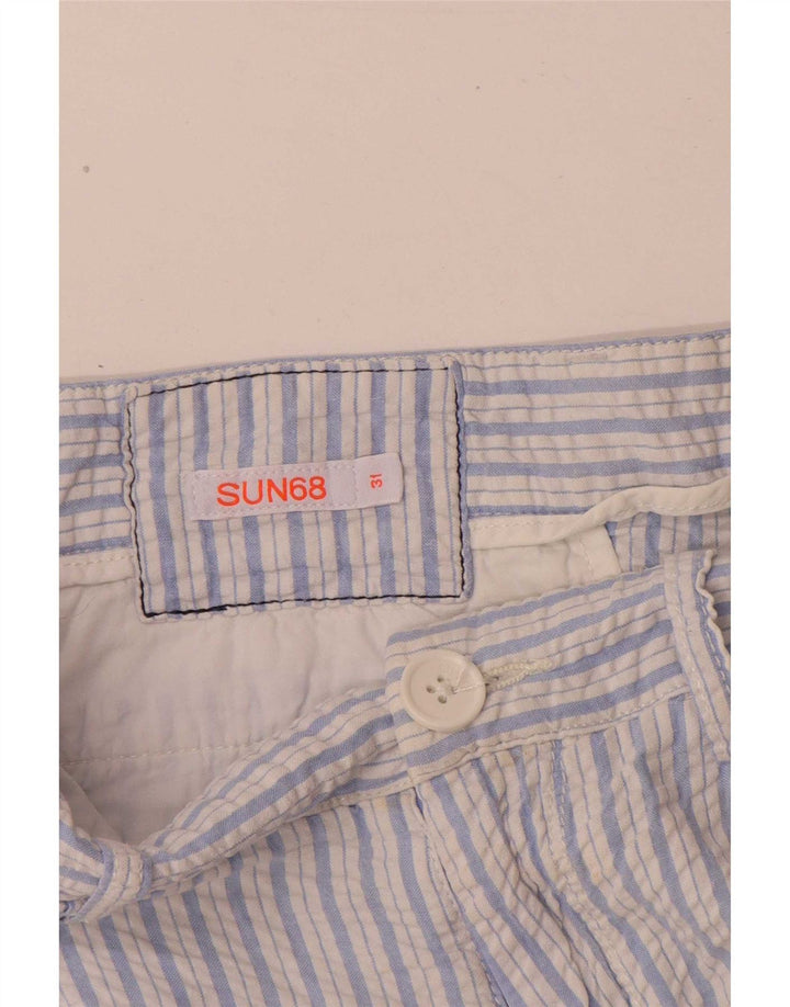 Sun68 Pantaloni scurți chino pentru bărbați W31, bumbac cu dungi albastre medii