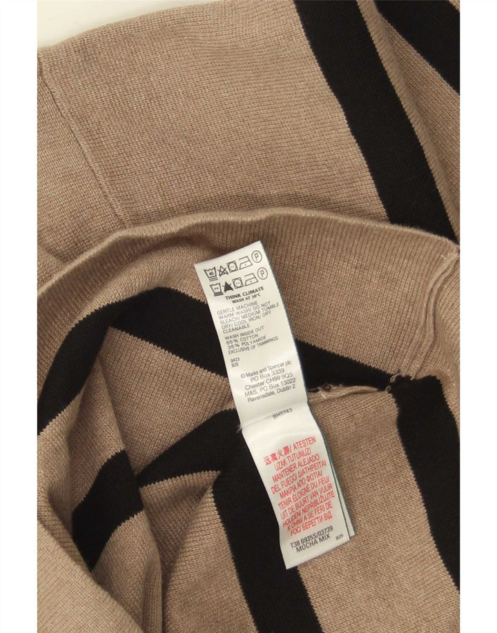 Pulover pentru femei Marks & Spencer cu decolteu triplu UK 12 Medium Bej cu dungi