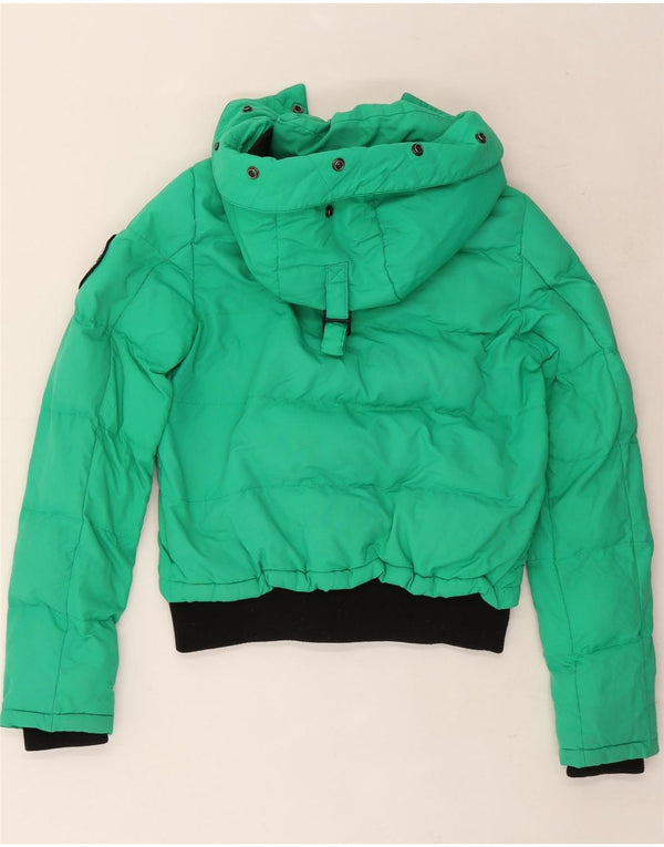 Jachetă căptușită supradimensionată cu glugă Superdry pentru femei UK 8 Small Green Colorblock