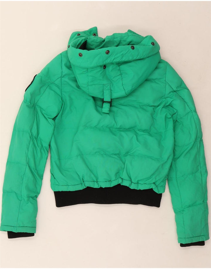 Jachetă căptușită supradimensionată cu glugă Superdry pentru femei UK 8 Small Green Colorblock