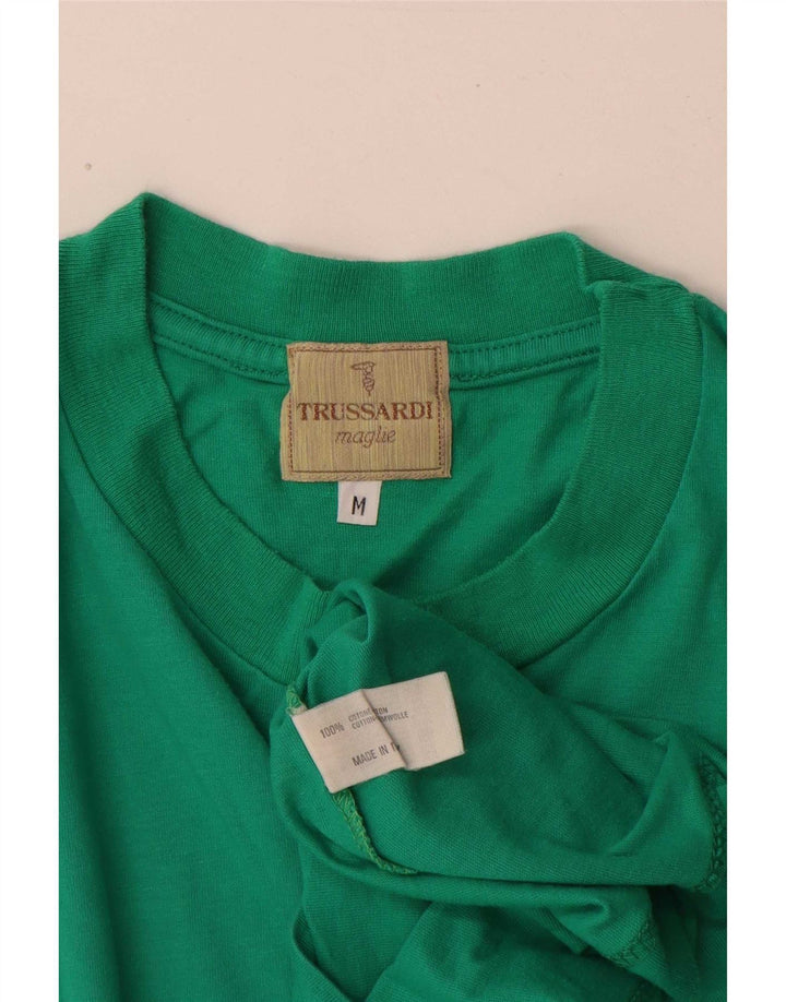 Tricou grafic Trussardi pentru bărbați Top din bumbac verde mediu