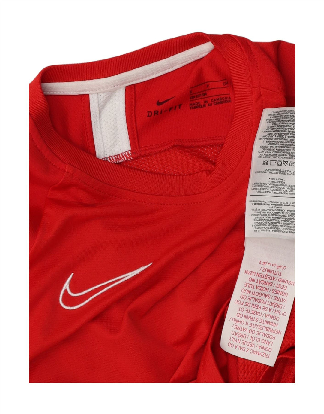 NIKE Boys Dri Fit T-Shirt Top 8-9 Years Small  Red Colourblock Polyester