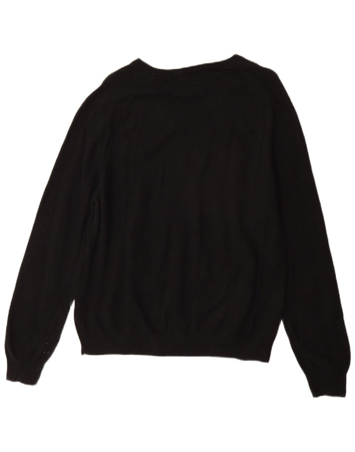 J. Crew Pulover cu decolteu în V pentru bărbați, bumbac mare, negru