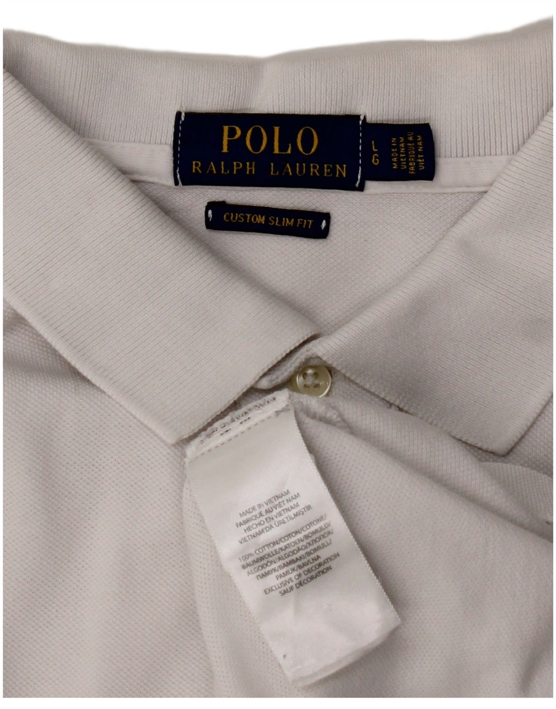 POLO RALPH LAUREN Tricou polo personalizat pentru bărbați, bumbac alb mare