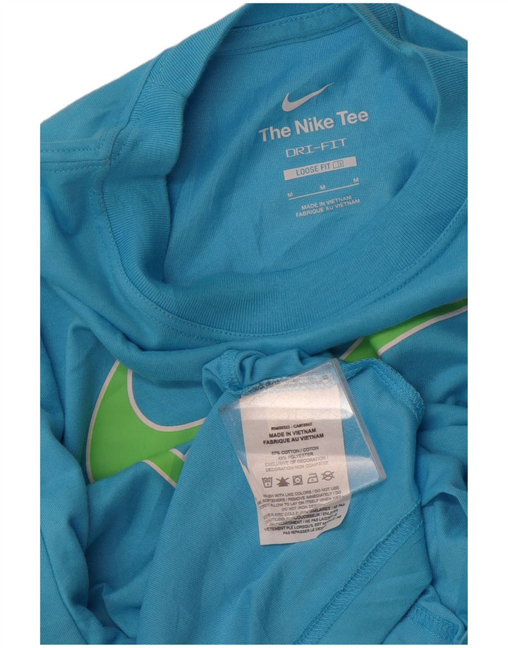 Tricou grafic NIKE pentru femei, cu croiala lentă, UK 14, bumbac albastru mediu