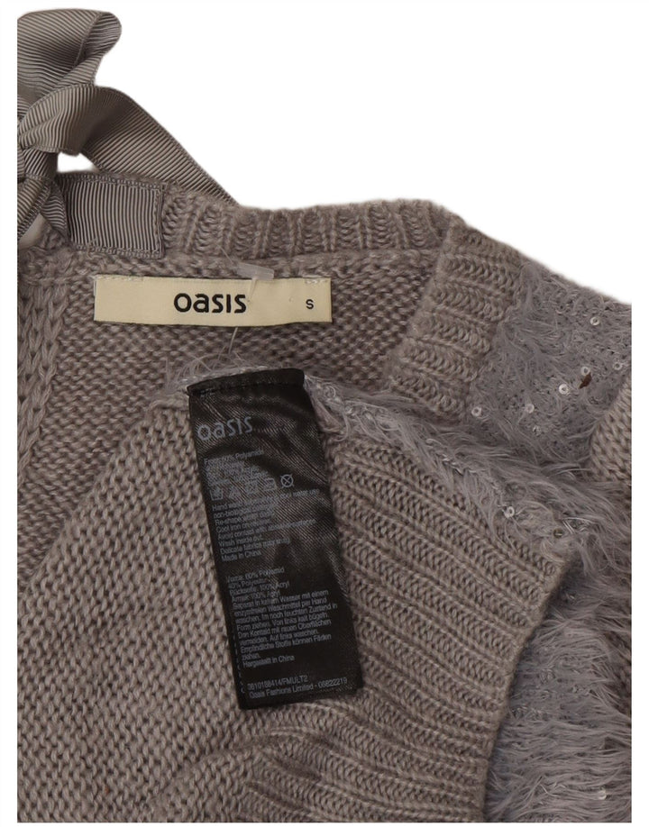 Pulover Oasis pentru femei cu gât de barcă, UK 10, poliamidă, gri mic