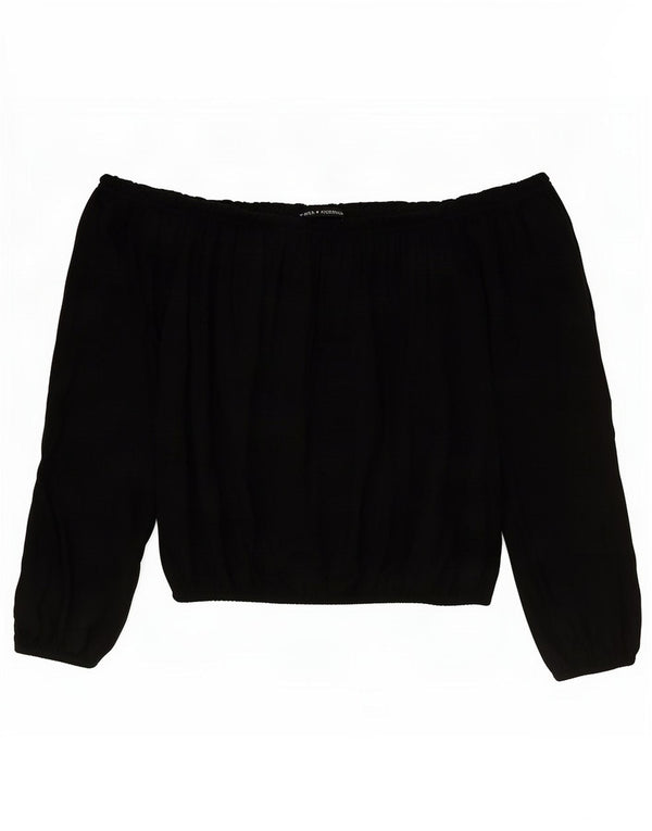 Top pentru femei Brandy Melville Crop Off Shoulder UK 14 Bumbac mediu negru
