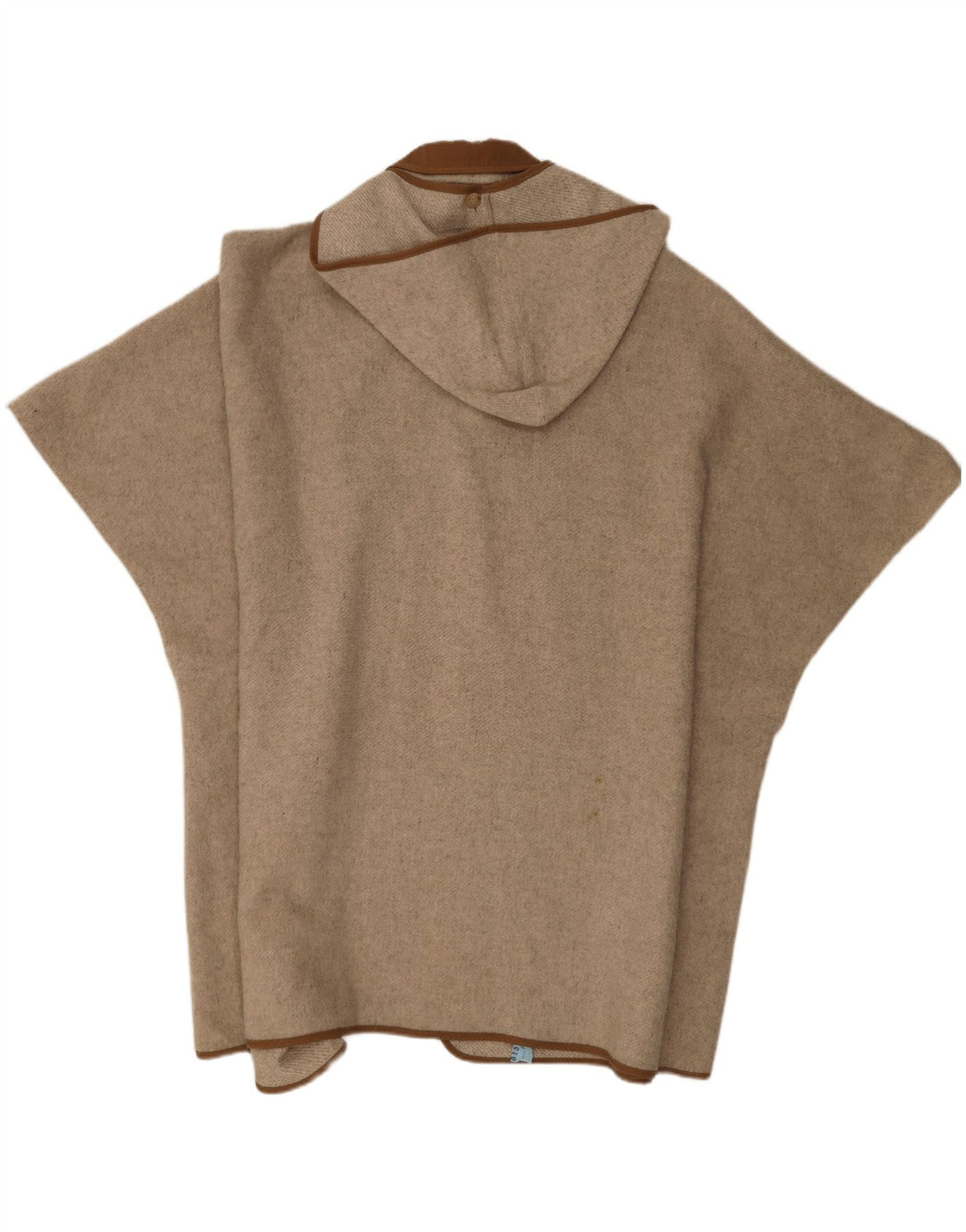 Poncho vintage cu glugă pentru femei, mărime unică, bej, color block