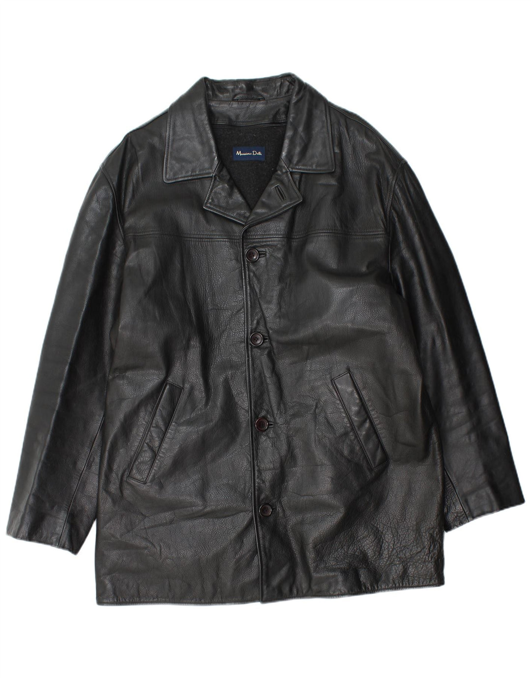 Palton din piele pentru bărbați Massimo Dutti UK 40 mare negru