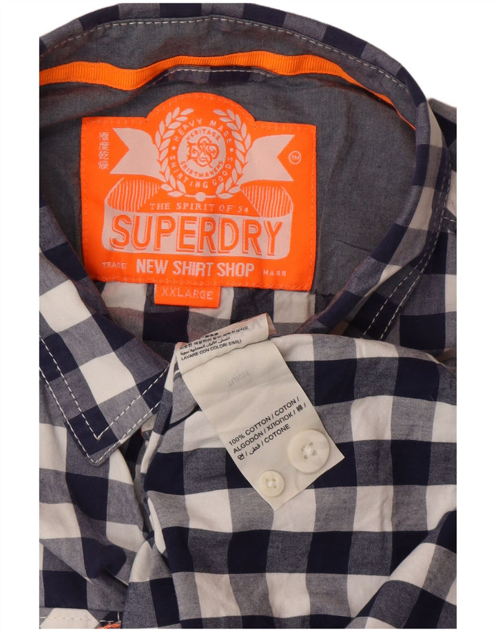 Cămașă pentru bărbați Superdry 2XL, bumbac vichy, albastru bleumarin