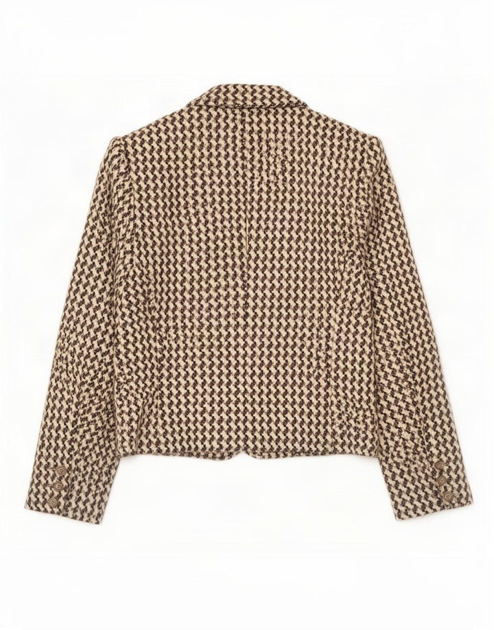 Jachetă pentru femei Poi By Krizia Crop Blazer IT 40 Small Beige Houndstooth