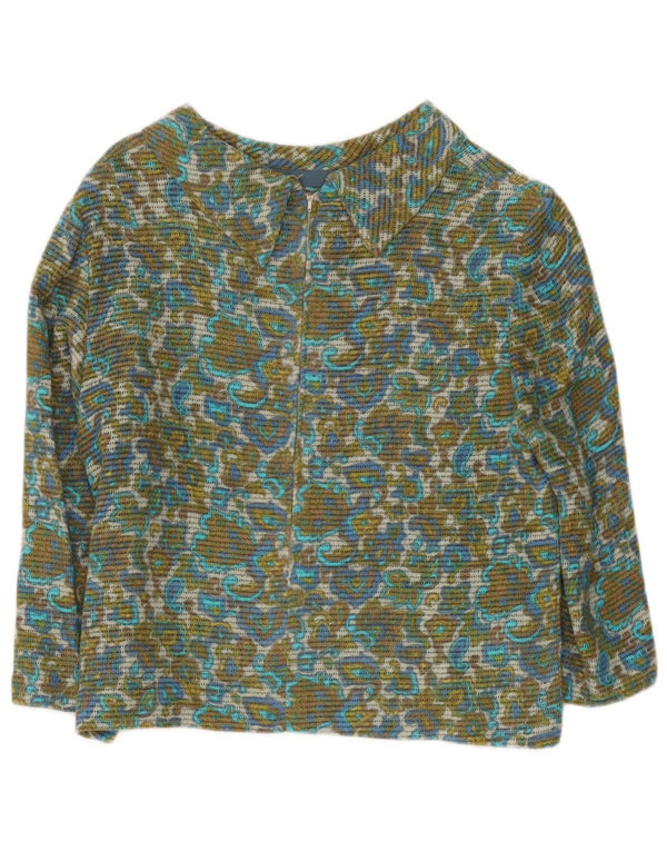 Bluză Vintage pentru femei Crop cu mâneci 3/4 UK 12 Medium Multicolor Floral