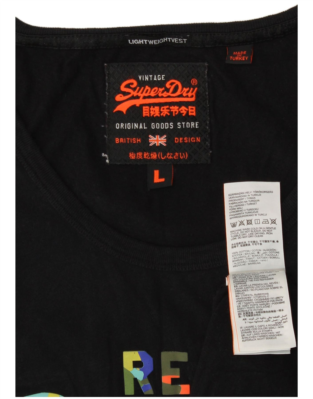 Vestă grafică Superdry pentru bărbați, mare, bumbac, negru