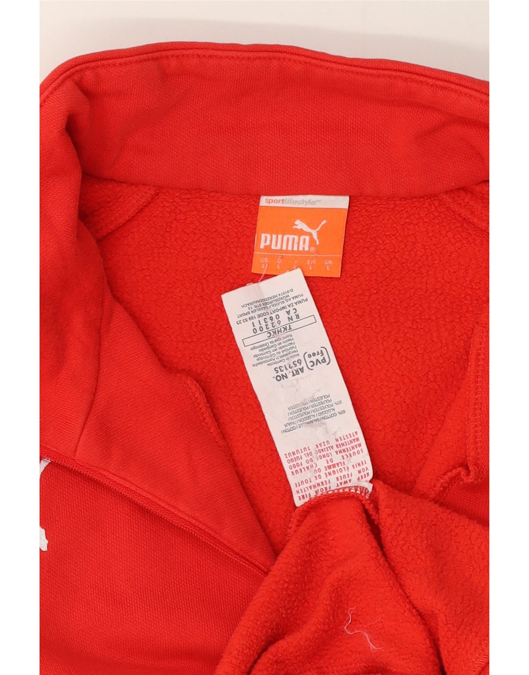 Pulover pentru bărbați Puma, cu fermoar, cu gât, din bumbac mare, roșu, bloc de culoare