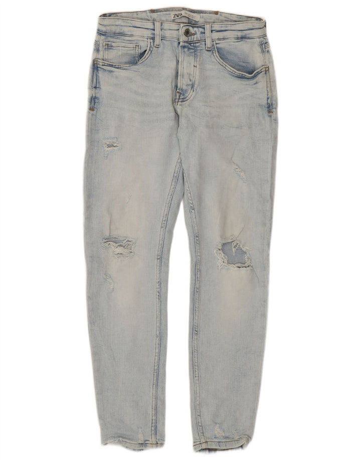 Blugi pentru bărbați slim învechiți Zara EU 40 Medium L31 L29 Albastru
