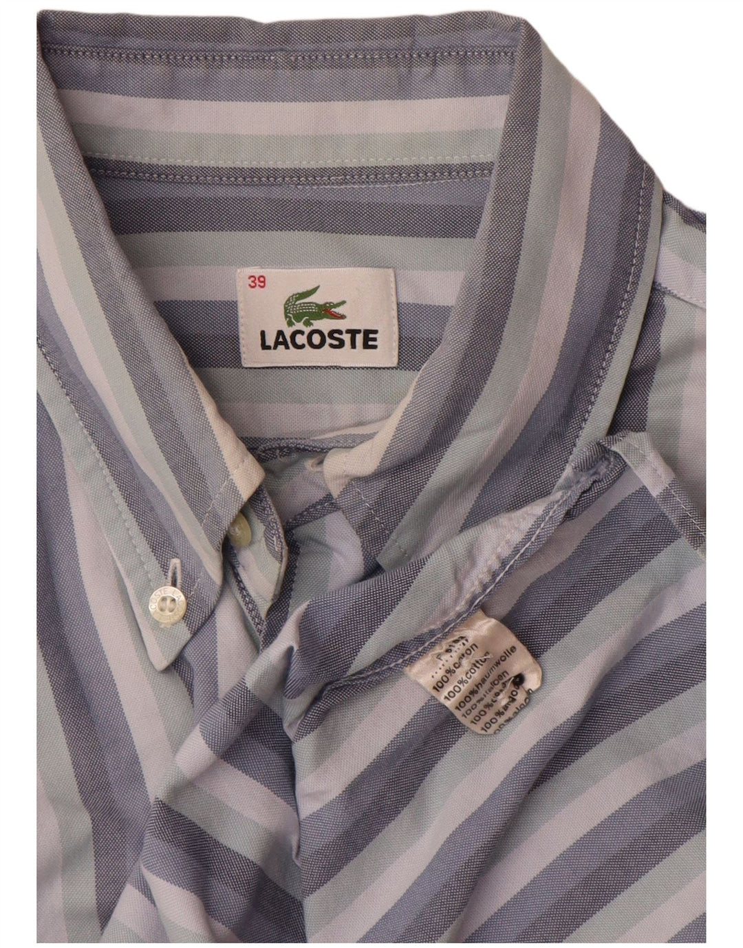 Cămașă bărbați Lacoste Mărimea 39 Bumbac cu dungi albastre medii