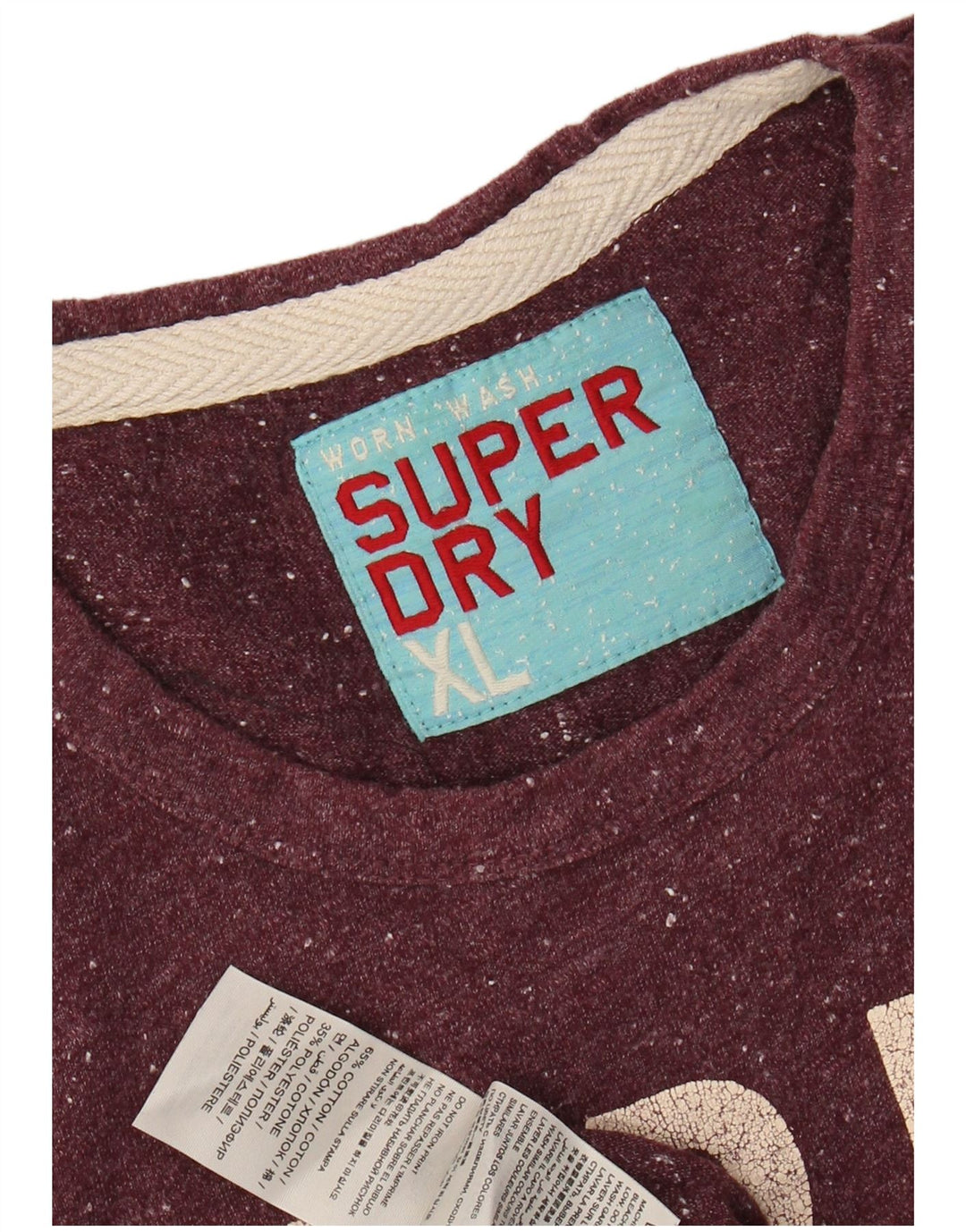 Tricou grafic pentru bărbați SUPERDRY Top XL burgundy bumbac cu pete