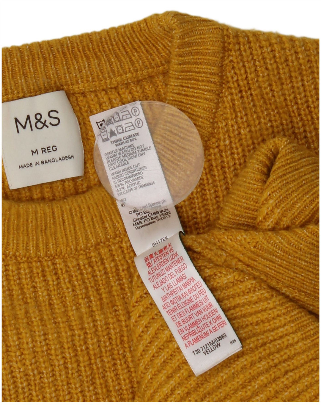 MARKS & SPENCER Pulover pentru bărbați cu decolteu rotund din poliamidă galbenă medie