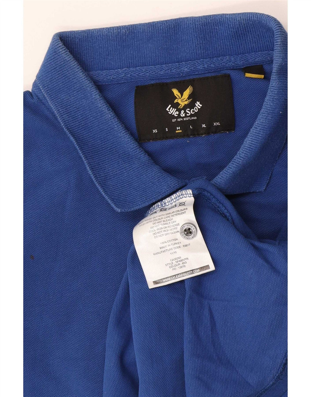 Tricou polo Lyle & Scott pentru bărbați, bumbac albastru mediu