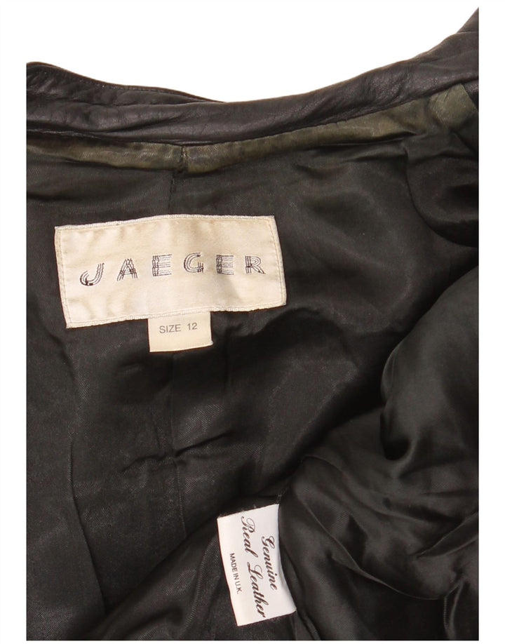 Jachetă de piele pentru femei JAEGER UK 12 Medium din piele neagră