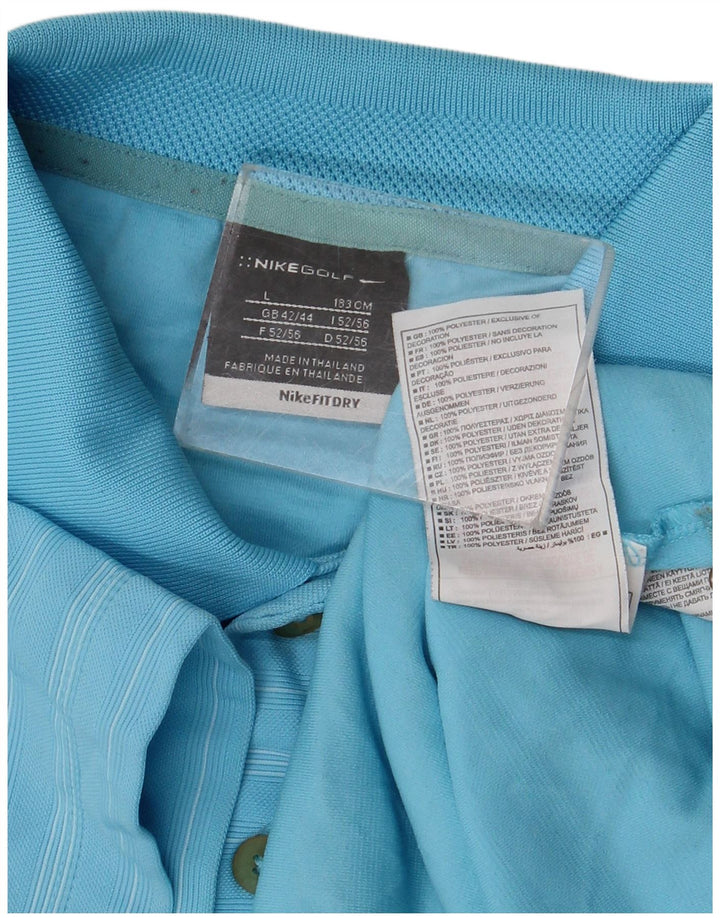Tricou polo Nike pentru bărbați Marea Britanie 42/44 Poliester mare cu dungi albastre