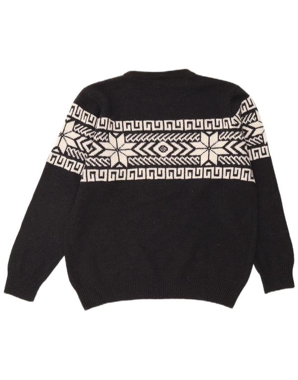 Pulover vintage pentru bărbați cu gâtul turnat XL bleumarin Fair Isle Poliacrilic