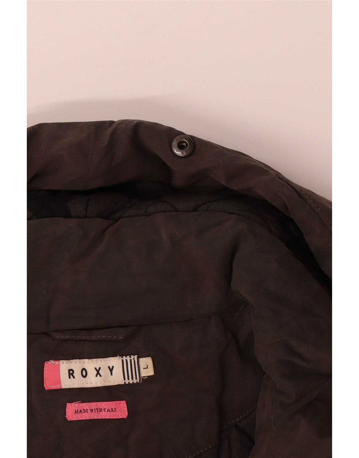 Jachetă bomber cu glugă Roxy pentru femei UK 16 mare, maro, bumbac color bloc