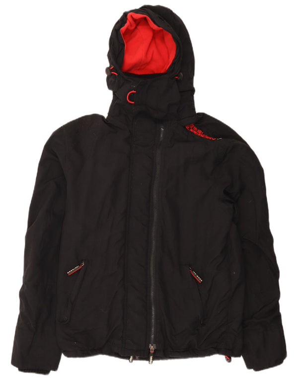 Jachetă Windbreaker cu glugă Superdry pentru femei UK 14 Medium Black Nylon