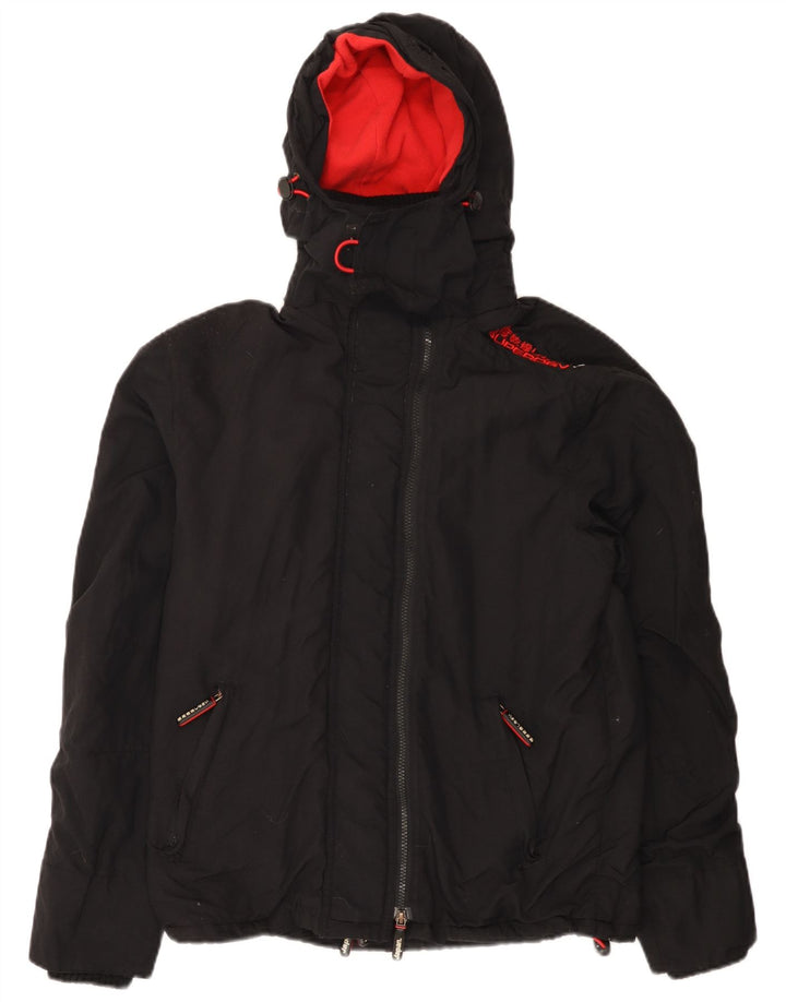 Jachetă Windbreaker cu glugă Superdry pentru femei UK 14 Medium Black Nylon