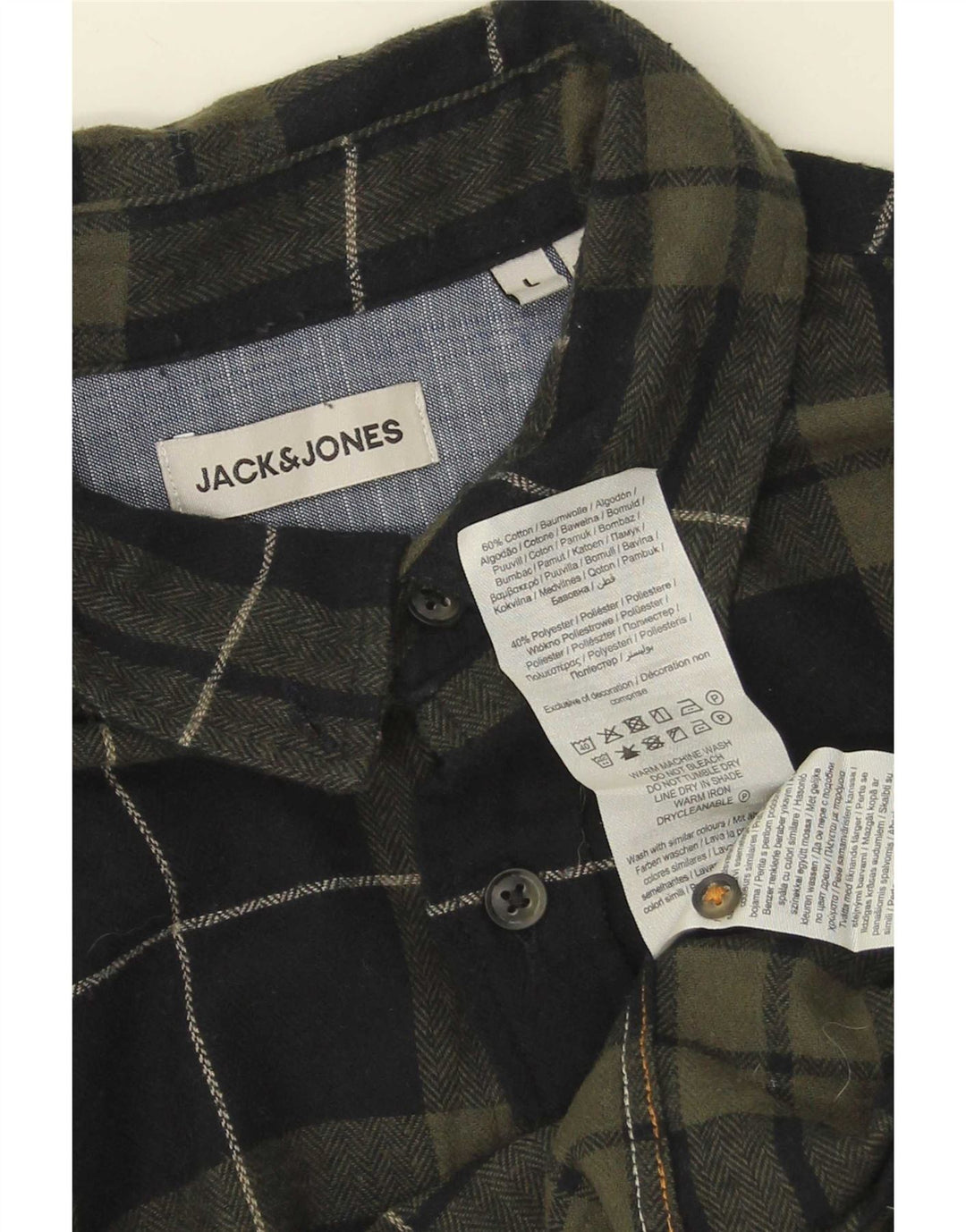 Cămașă de flanel Jack & Jones pentru bărbați, bumbac cu carouri verzi mari