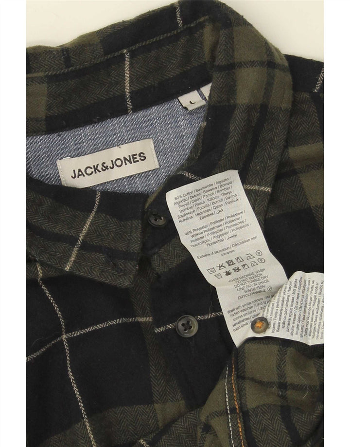 Cămașă de flanel Jack & Jones pentru bărbați, bumbac cu carouri verzi mari