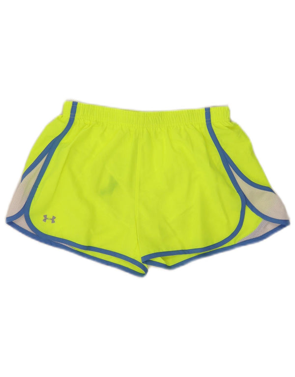 Pantaloni scurți sport Under Armour pentru femei Heat Gear UK 10 Small Yellow Colorblock