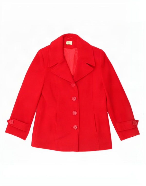 Jachetă Blazer pentru femei Classics cu 4 nasturi UK 12 Lână roșie medie