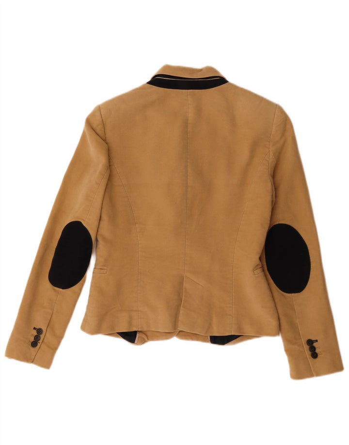 Jachetă Zara pentru femei Crop 1 Button Blazer UK 12 Medium Bej Acetat